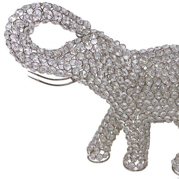 Homeroots Elephant Sculpture, Silver & Faux Crystal - 383777