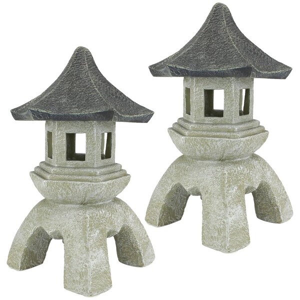 Design Toscano Pagoda Lantern Sculpture: Set of Two Large - NG729870