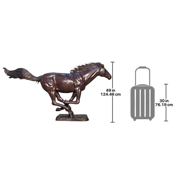 Design Toscano Racing the Wind, Running Horse Cast Bronze Garden Statue - KW74324