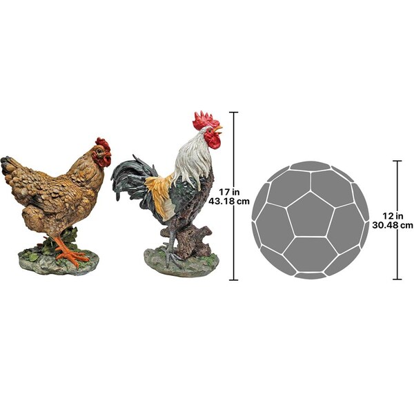 Design Toscano Henrietta the Hen and Cock-A-Doodle-Do Rooster Statues: Set of 2 - QM918865