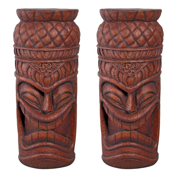Design Toscano Grand Island Tiki Cocktail Console Statue: Set of Two - NE9160020