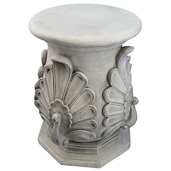 Design Toscano Classic Peacock Statuary Pedestal: Antique Stone - KY66148