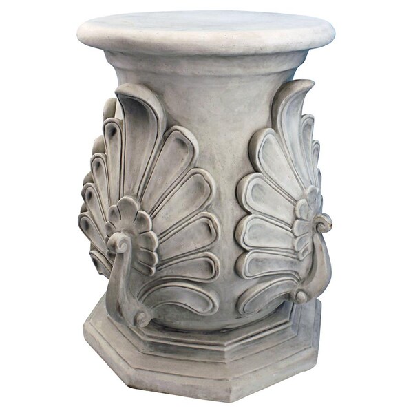 Design Toscano Classic Peacock Statuary Pedestal: Antique Stone - KY66148