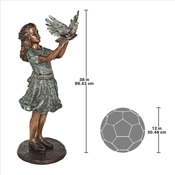 Design Toscano Destiny and the Dove of Peace Little Girl Cast Bronze Garden Statue - AS24915