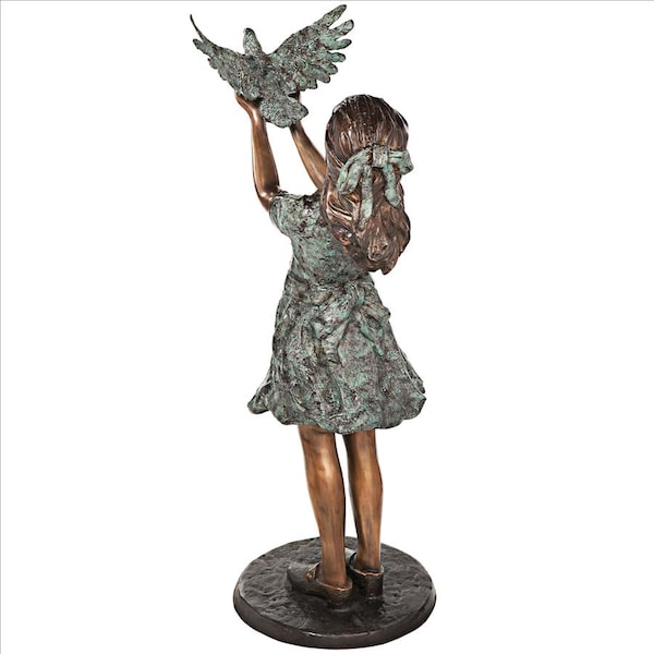 Design Toscano Destiny and the Dove of Peace Little Girl Cast Bronze Garden Statue - AS24915