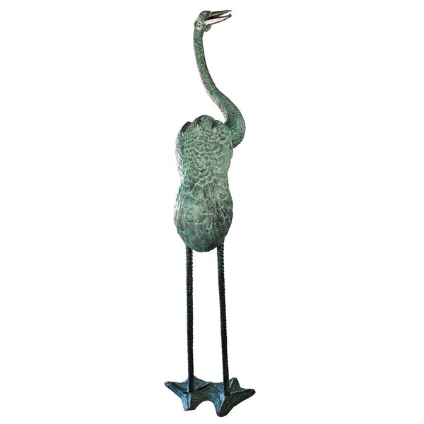 Design Toscano Colossal Curved Neck Crane Bronze Garden Statue - PK7451