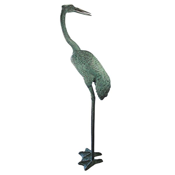 Design Toscano Colossal Curved Neck Crane Bronze Garden Statue - PK7451