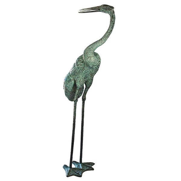 Design Toscano Colossal Curved Neck Crane Bronze Garden Statue - PK7451