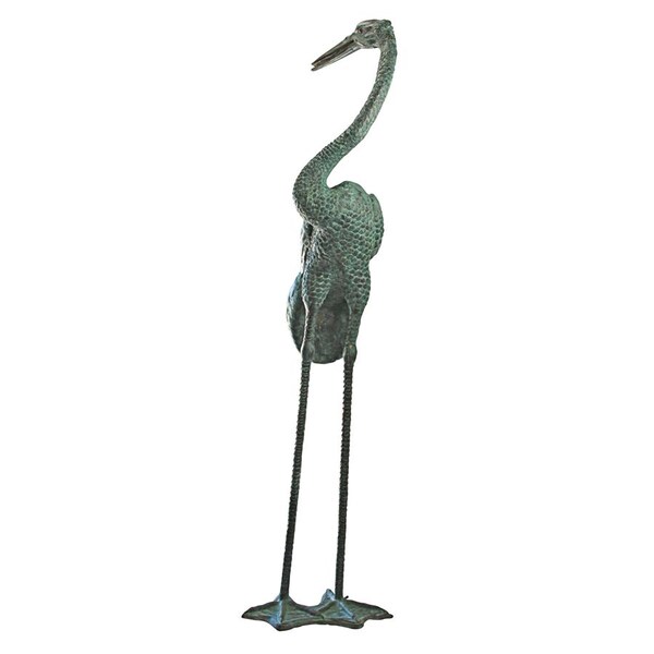 Design Toscano Colossal Curved Neck Crane Bronze Garden Statue - PK7451