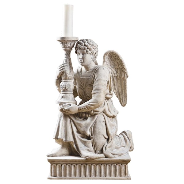 Design Toscano Michelangelo's Kneeling Angel with Candlestick Statue - NE80090