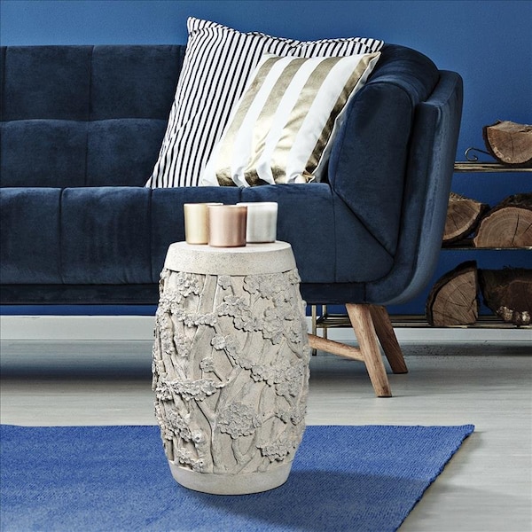 Design Toscano Sakura Cherry Blossom Asian Sculptural Pedestal Table: Stone Finish - NE5210141