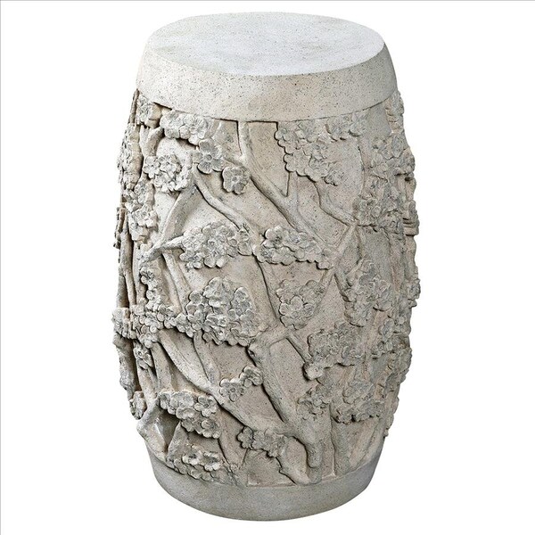 Design Toscano Sakura Cherry Blossom Asian Sculptural Pedestal Table: Stone Finish - NE5210141