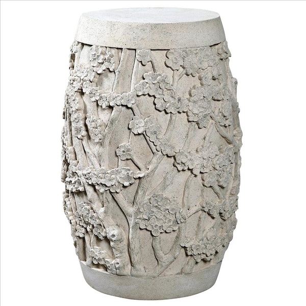 Design Toscano Sakura Cherry Blossom Asian Sculptural Pedestal Table: Stone Finish - NE5210141