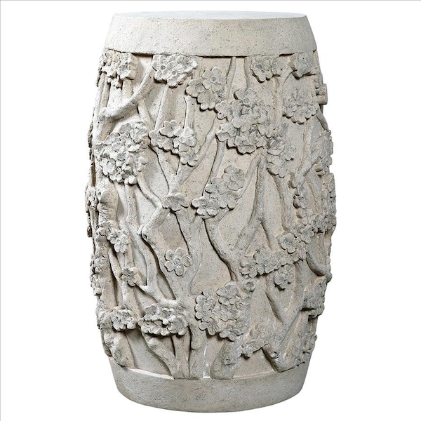 Design Toscano Sakura Cherry Blossom Asian Sculptural Pedestal Table: Stone Finish - NE5210141