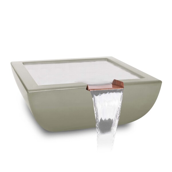 The Outdoor Plus 24 Square Avalon Water Bowl - GFRC Concrete - Ash - - OPT-AVLWO24-ASH