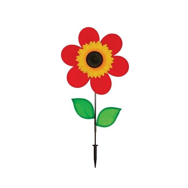 In The Breeze In The Breeze ITB2774 12 in. Red Sunflower Spinner with Leaves - ITB2774