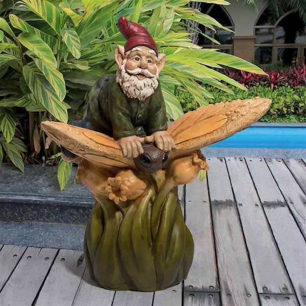 Design Toscano On a Butterfly's Back Garden Gnome Statue - SH380879