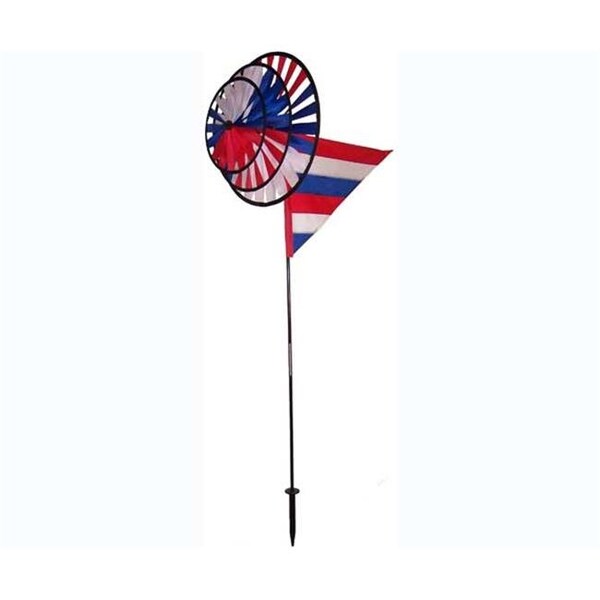 In The Breeze In The Breeze ITB2835 Red White Blue Triple Spinner with Sail - ITB2835