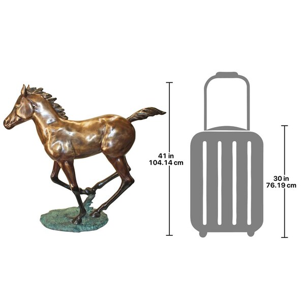 Design Toscano Galloping Horse Foal Cast Bronze Garden Statue - PB1165