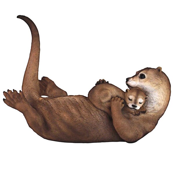 Design Toscano Embracing Love Mother and Child Otter Statue - JQ8349