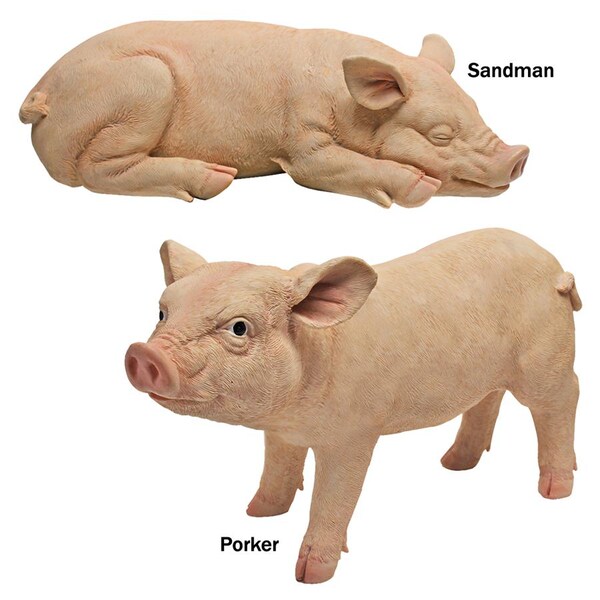 Design Toscano Sandman and Porker, the Piggies Garden Statues: Set of Two - QM92241