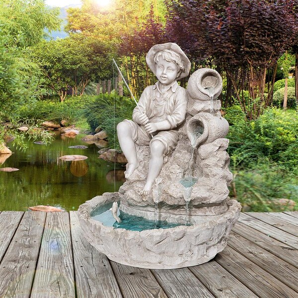 Design Toscano Little Fisherman at the Fishin' Hole Sculptural Fountain - KY697