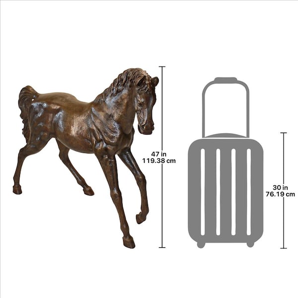 Design Toscano Trotting Thoroughbred Horse Cast Bronze Garden Statue - AS23232