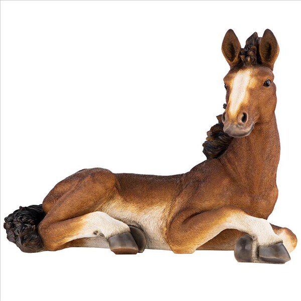 Design Toscano Relaxing Pony Horse Foal Statue - HT766360