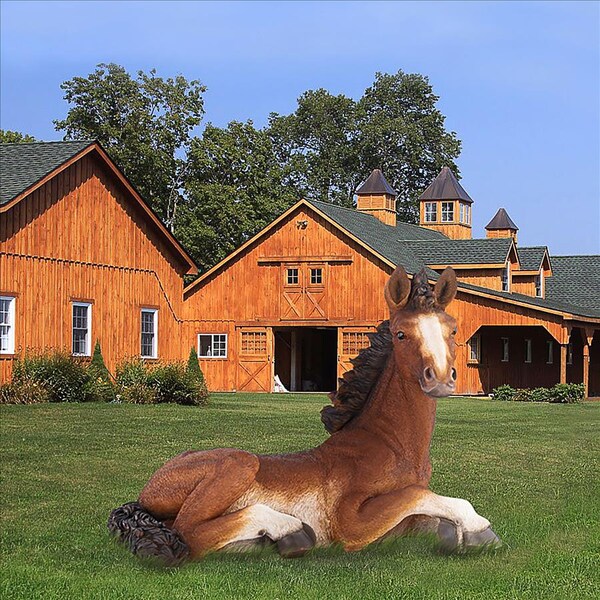 Design Toscano Relaxing Pony Horse Foal Statue - HT766360