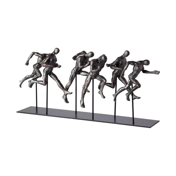 Palacedesigns 7 x 5 x 18 in. Black Resin Sprinters Sculpture - PA3098165