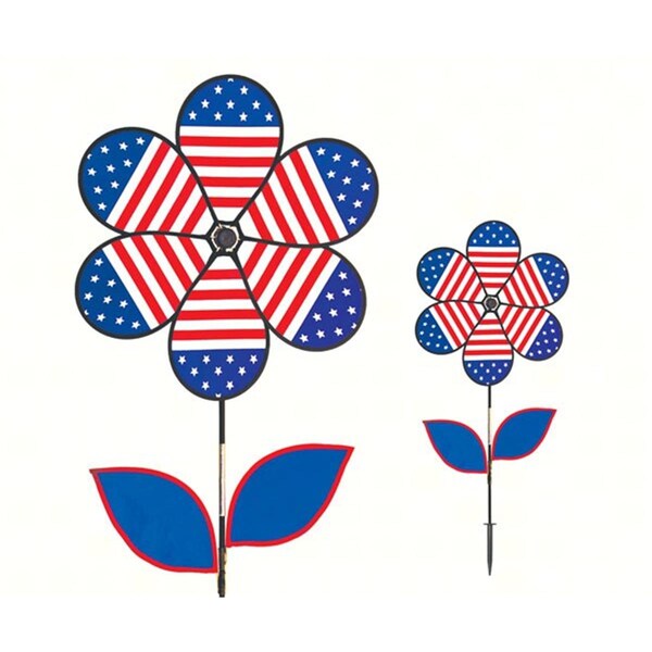 In The Breeze Patriotic Flower with Leaves 19 in. Spinner - ITB2778