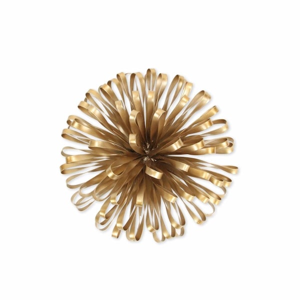 Homeroots 5 in. Metal Abstract Hand Painted Sculpture, Gold - 483269