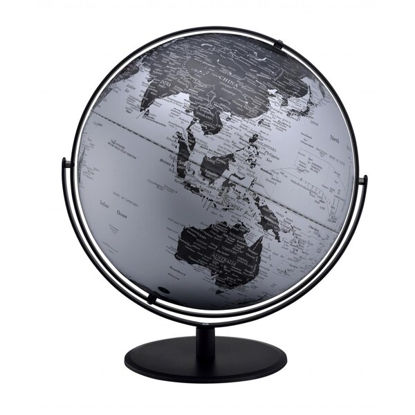 Homeroots 21 in. Modern Polyresin Globe, Black & Silver - 468306