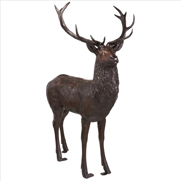 Design Toscano Standing Stag Deer Cast Bronze Garden Statue - DK26831