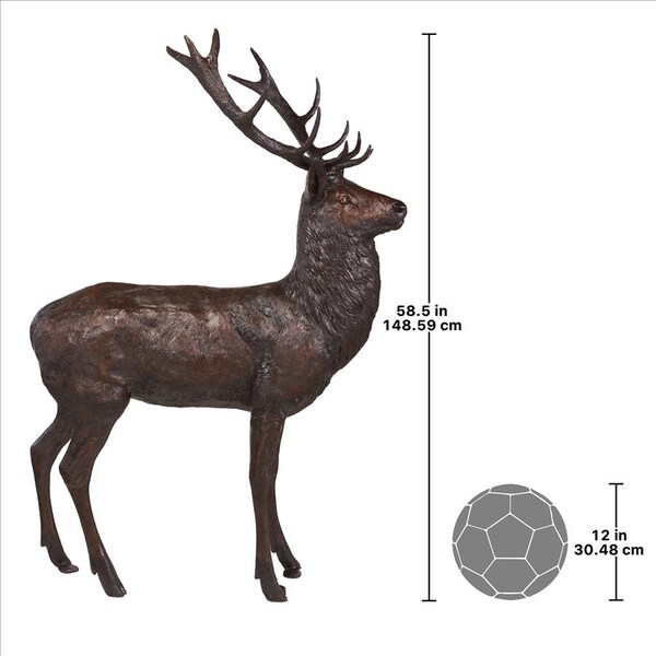Design Toscano Standing Stag Deer Cast Bronze Garden Statue - DK26831