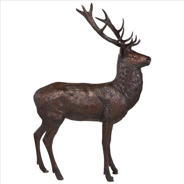 Design Toscano Standing Stag Deer Cast Bronze Garden Statue - DK26831