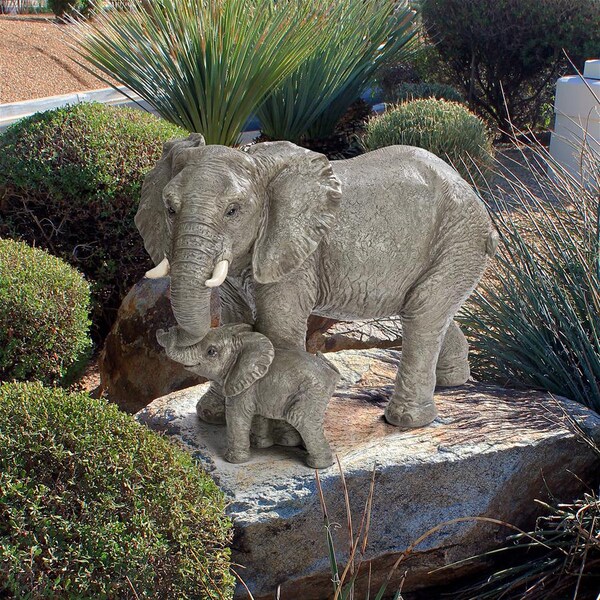 Design Toscano Herd Mentality Mother and Calf Elephant Statue - QM3160800