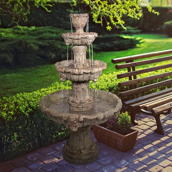 Design Toscano Medici Lion Four-Tier Fountain: Brown Stone - KY2037