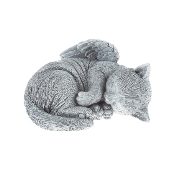 Nature Spring Pet Memorial Statue, Sleeping Angel Cat Remembrance Keepsake Sculpture, Grave Marker Stone Figurine - 807929GRM