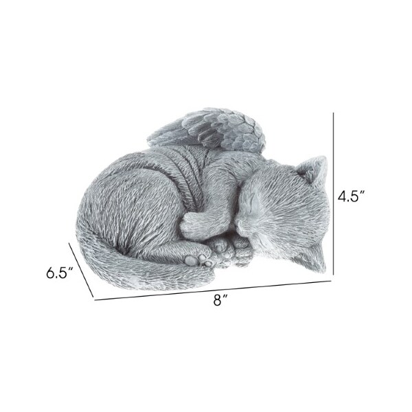 Nature Spring Pet Memorial Statue, Sleeping Angel Cat Remembrance Keepsake Sculpture, Grave Marker Stone Figurine - 807929GRM