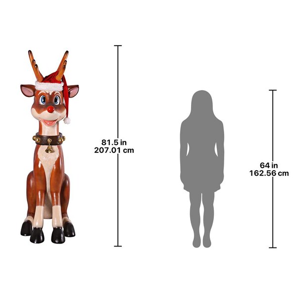 Design Toscano Santa's Giant Red-Nosed Christmas Reindeer Statue - NE140003
