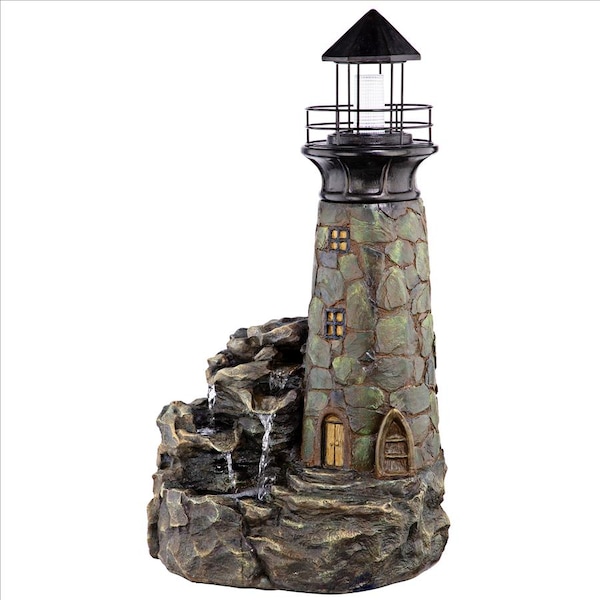 Design Toscano Seaside Lighthouse LED Illuminated Cascading Garden Fountain - SH32122