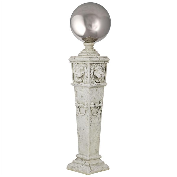 Design Toscano Lion Head Gazing Globe Garden Pillar Statue - EU1361