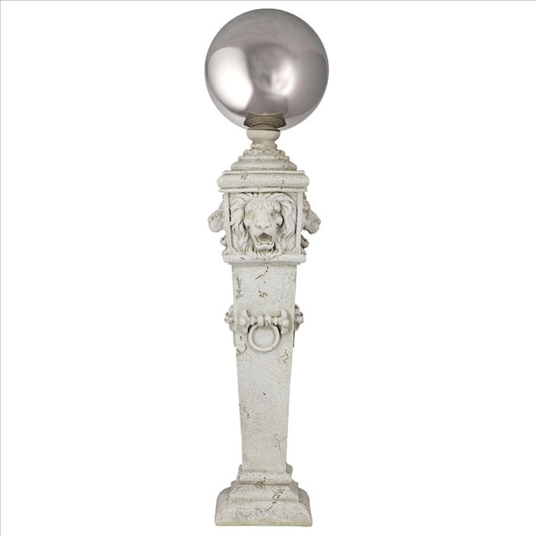 Design Toscano Lion Head Gazing Globe Garden Pillar Statue - EU1361