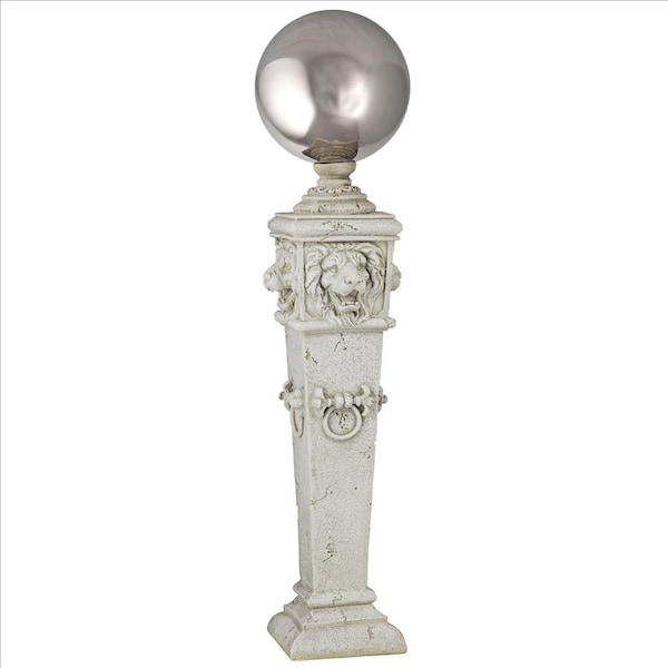 Design Toscano Lion Head Gazing Globe Garden Pillar Statue - EU1361