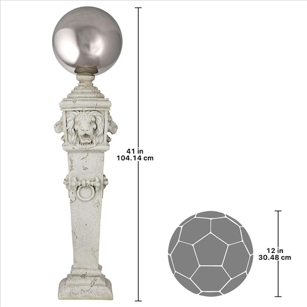 Design Toscano Lion Head Gazing Globe Garden Pillar Statue - EU1361