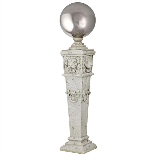 Design Toscano Lion Head Gazing Globe Garden Pillar Statue - EU1361