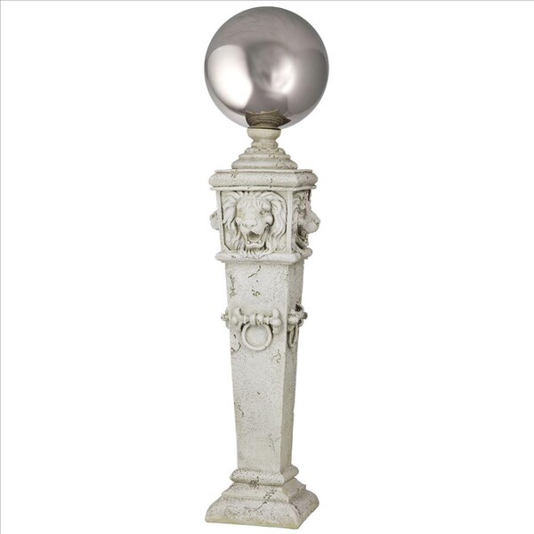 Design Toscano Lion Head Gazing Globe Garden Pillar Statue - EU1361