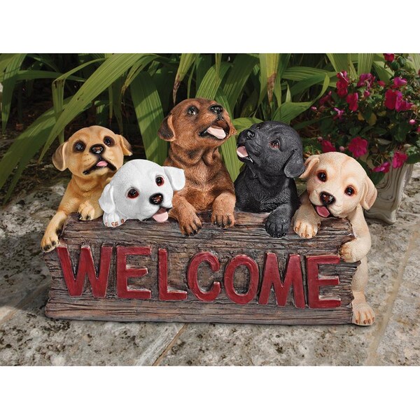 Design Toscano The Puppy Parade Welcome Sign - QL576665