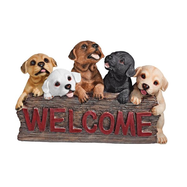 Design Toscano The Puppy Parade Welcome Sign - QL576665